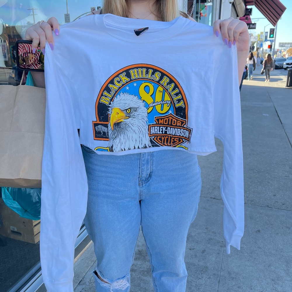 Vintage Harley Davidson Cropped Longsleeve